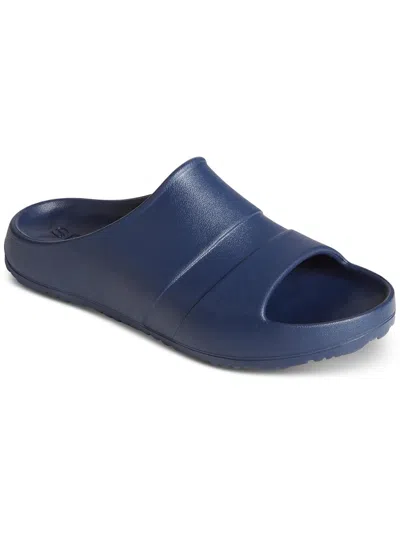 Shop Sperry Float Slide Womens Faux Leather Slide On Slide Sandals In Blue