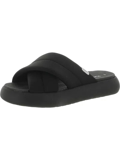 Shop Toms Womens Round Toe Flat Slide Sandals In Black