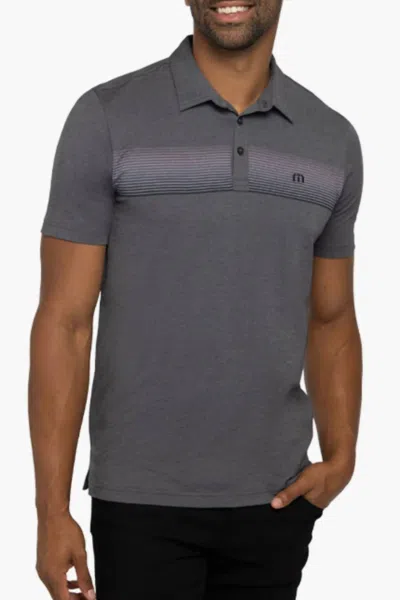Travismathew Horchata Stripe Piqué Polo In Heather Dark Grey In Multi