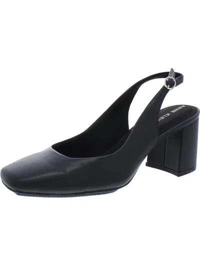 Shop Anne Klein Laney Womens Faux Leather Slip On Slingback Heels In Black