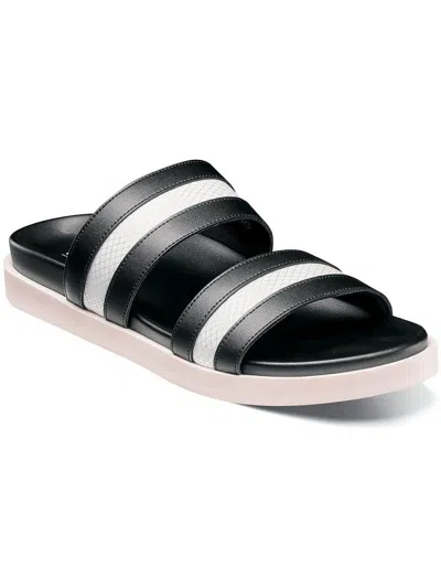 Shop Stacy Adams Metro Mens Faux Leather Slide On Slide Sandals In Black