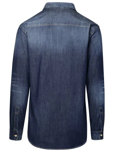 Shop Dsquared2 Blue Cotton Blend Shirt