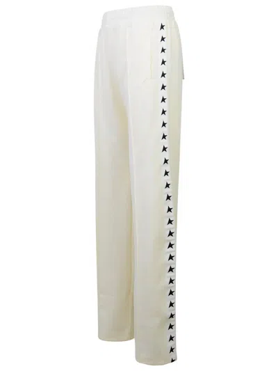 Shop Golden Goose White Polyester Dorotea Pants In Avorio