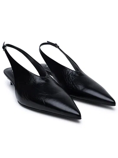 Jil Sander 35 Leather Slingback Pumps In Black