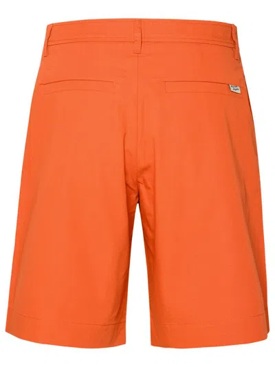 Shop Maison Kitsuné 'board' Orange Cotton Bermuda Shorts