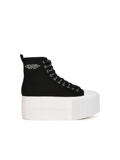 Shop Marc Jacobs 'hight Top Platform' Black Canvas Sneakers