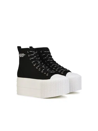 Shop Marc Jacobs 'hight Top Platform' Black Canvas Sneakers