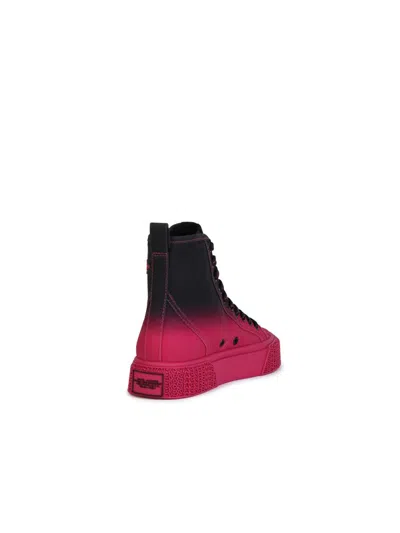 Shop Marc Jacobs 'hight Top' Black And Fuchsia Canvas Sneakers In Multicolor