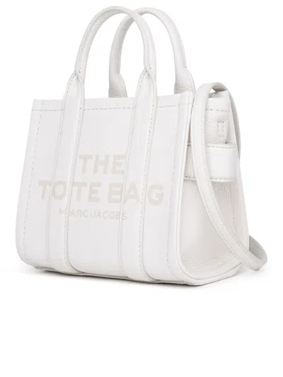 Shop Marc Jacobs Ivory Leather Micro Tote Bag In White