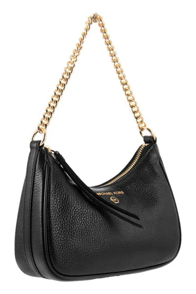Shop Michael Kors Small Shoulder Bag In Grained Leather In Black