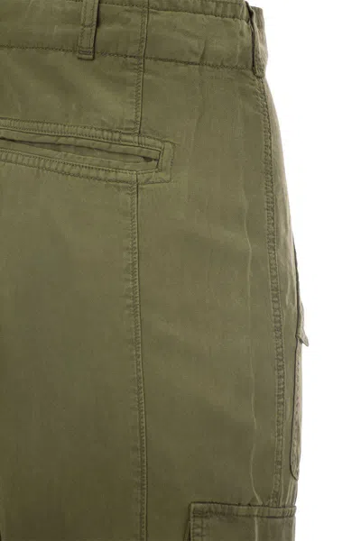 Shop Polo Ralph Lauren Linen Blend Twill Cargo Trousers In Olive Green