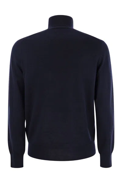 Shop Polo Ralph Lauren Wool Turtleneck Sweater In Navy Blue