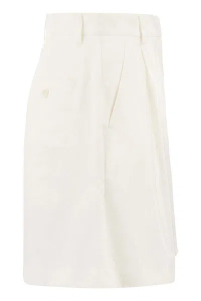Shop Weekend Max Mara Ecuba - Cotton And Linen Bermuda Shorts In Ivory