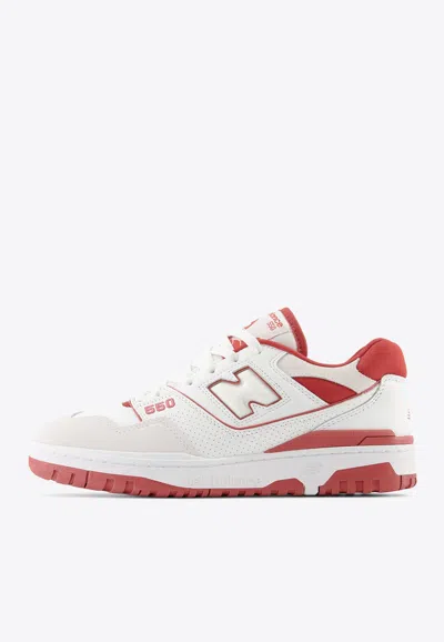 Shop New Balance 550 Low-top Sneakers In White And Vintage Teal Leather In Multicolor