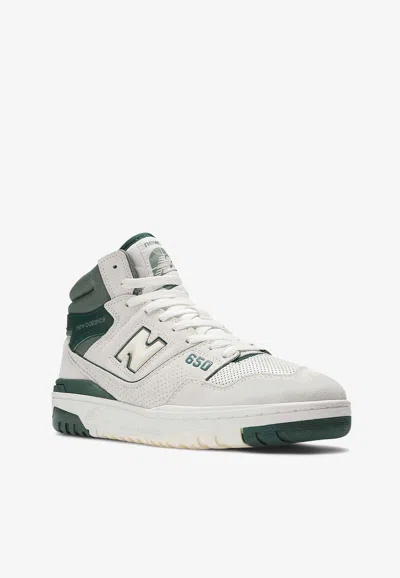 Shop New Balance 650 High-top Sneakers In Sea Salt, Green And Dawn Glow Leather In Multicolor
