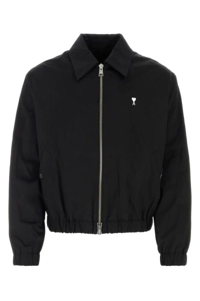 Shop Ami Alexandre Mattiussi Ami Man Black Cotton Bomber Jacket