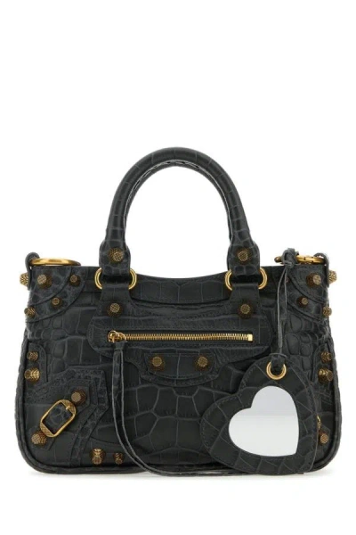 Shop Balenciaga Woman Charcoal Leather Neo Cagole S Handbag In Gray