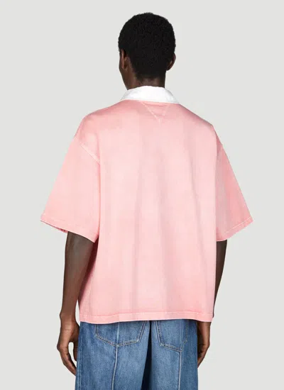 Shop Bottega Veneta Men Washed-out Jersey Polo Shirt In Pink