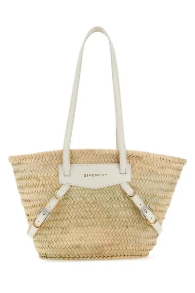 Shop Givenchy Woman Straw Small Voyou Shopping Bag In Brown