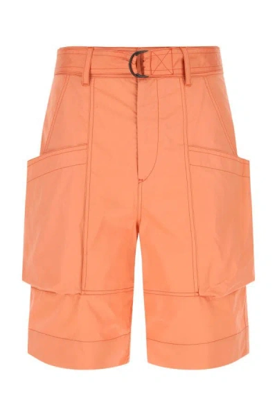 Shop Isabel Marant Man Peach Cotton Frayis Bermuda Shorts In Orange