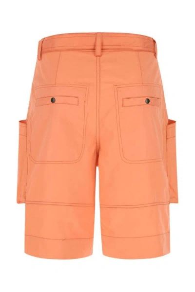 Shop Isabel Marant Man Peach Cotton Frayis Bermuda Shorts In Orange