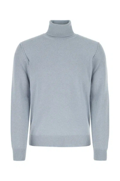Shop Maison Margiela Man Powder Blue Cashmere Sweater