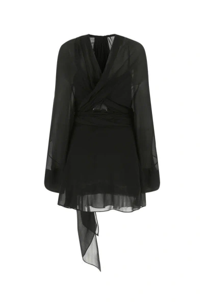 Shop Maison Margiela Woman Black Silk Mini Dress