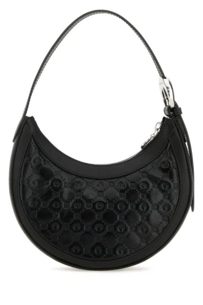 Shop Marine Serre Woman Black Leather Mini Eclips Handbag