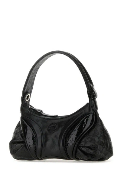 Shop Marine Serre Woman Black Leather Stardust Handbag