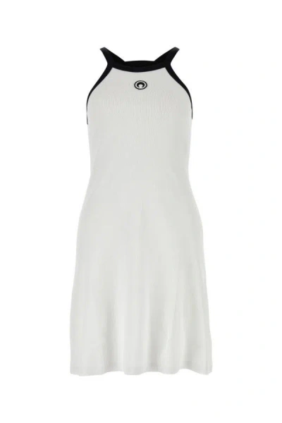 Shop Marine Serre Woman White Stretch Cotton Mini Dress