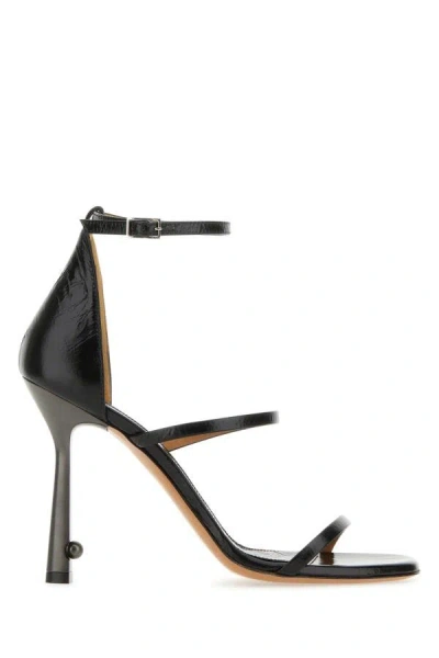 Shop Off-white Off White Woman Black Leather Lollipop Strappy Sandals