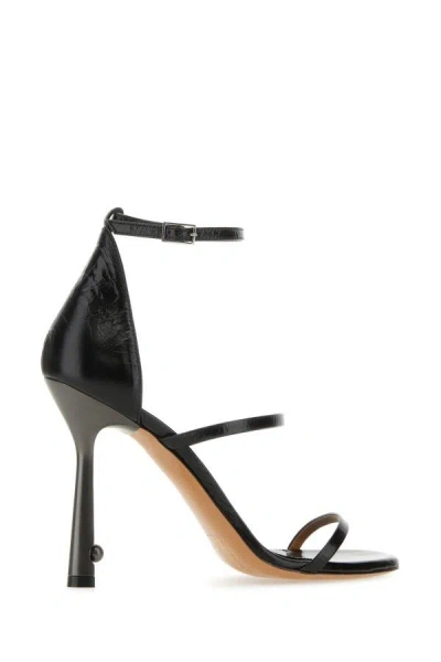 Shop Off-white Off White Woman Black Leather Lollipop Strappy Sandals