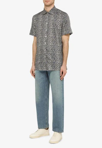 Shop Etro All-over Print Short-sleeved Shirt In Blue