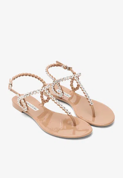 Shop Aquazzura Almost Bare Crystal-embellished Sandals In Pink
