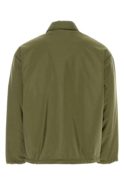 Shop Prada Man Army Grey Nylon Padded Jacket In Green