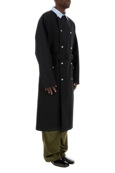 Shop Prada Man Black Cotton Trench Coat