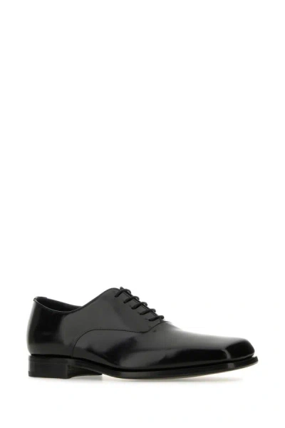 Shop Prada Man Black Leather Lace-up Shoes