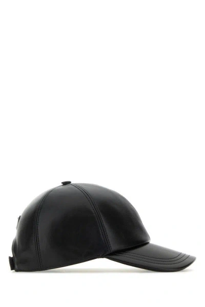 Shop Prada Man Black Nappa Leather Baseball Cap