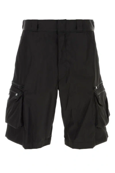 Shop Prada Man Black Re-nylon Bermuda Shorts