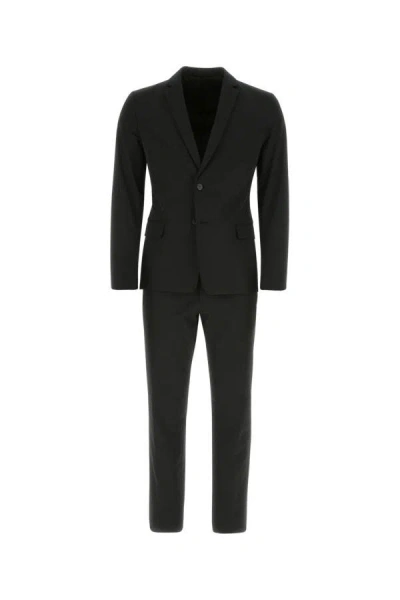 Shop Prada Man Black Stretch Polyester Suit