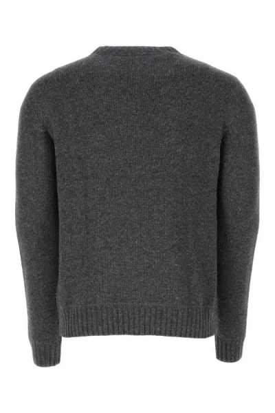 Shop Prada Man Dark Grey Wool Blend Sweater In Gray