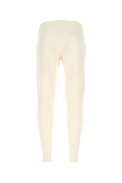 Shop Prada Man Ivory Stretch Cashmere Blend Joggers In White