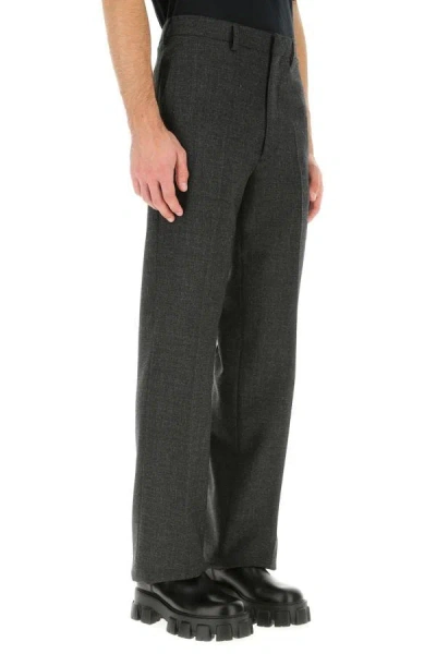 Prada Wool Pant In Dark Grey Blend In Gray
