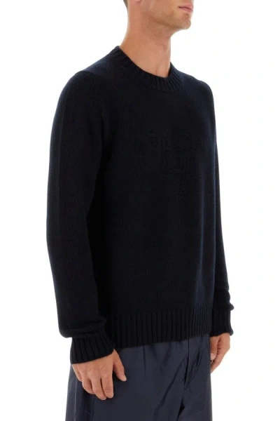 Shop Prada Man Midnight Blue Wool Blend Sweater