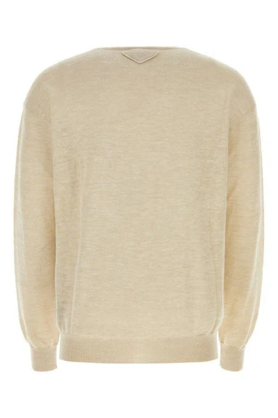 Shop Prada Man Sand Cashmere Blend Sweater In Brown