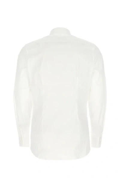 Shop Prada Man Stretch Poplin Shirt In White