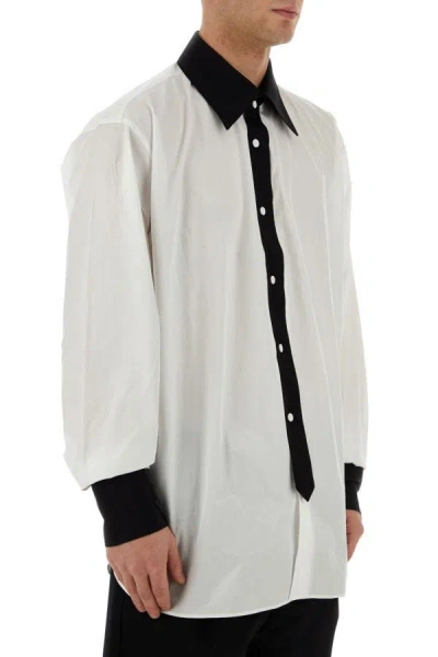 Shop Prada Man White Poplin Oversize Shirt