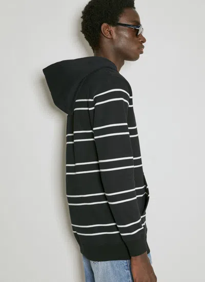 Shop Saint Laurent Men Striped Hooded Sweatshirt In Black