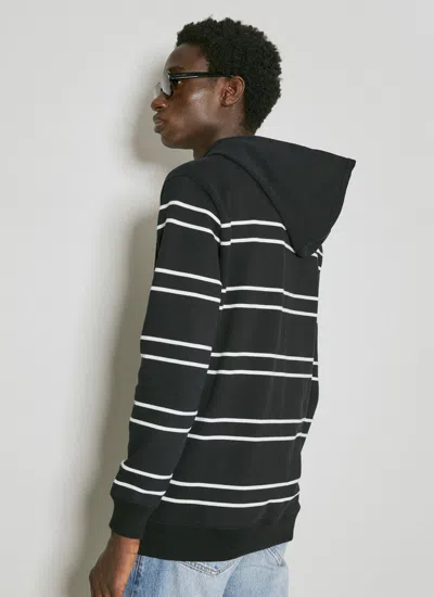 Shop Saint Laurent Men Striped Hooded Sweatshirt In Black