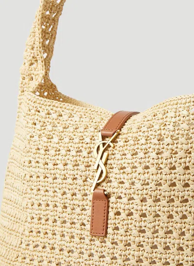 Shop Saint Laurent Women Woven Hobo Shoulder Bag In Cream
